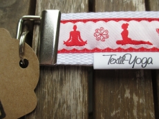Schlüsselband Yoga Asana (rot/weiß)